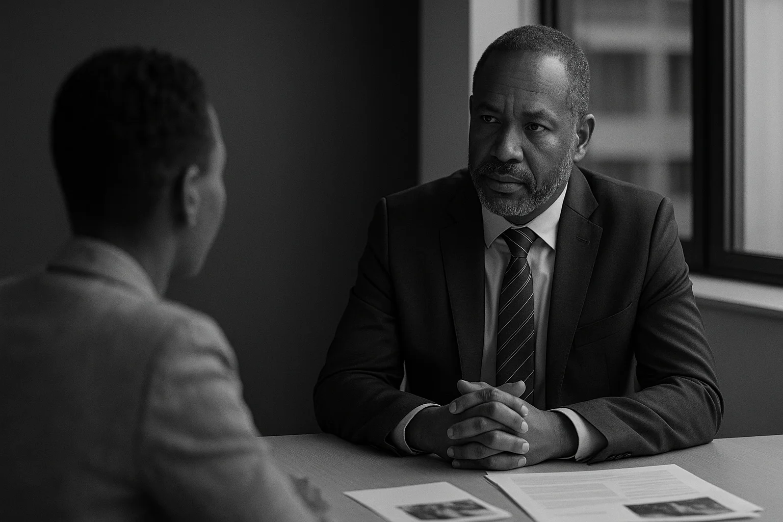 Civil litigation attorney consulting with a client